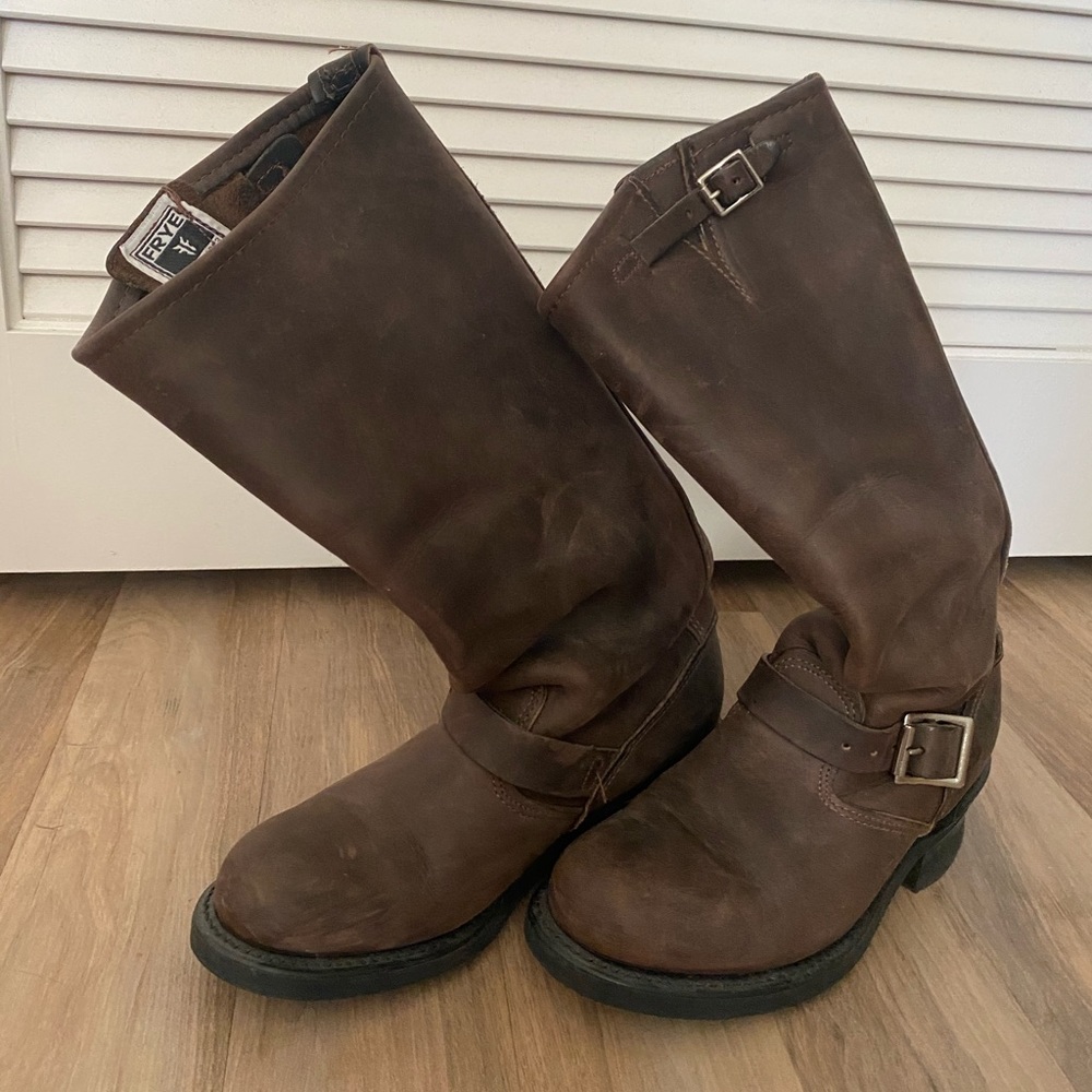 Frye Engineer 15R leather boots gaucho brown 6.5